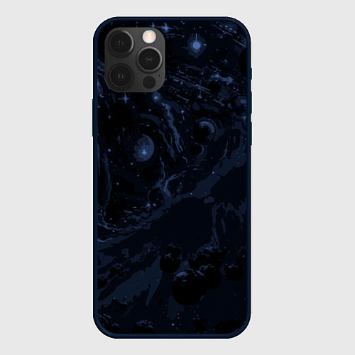 Чехол iPhone 12 Pro Max Чёрно-синий абстрактный космос / 3D-Черный – фото 1