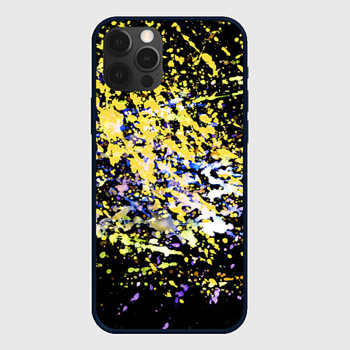 Чехол iPhone 12 Pro Max Желто синяя краска на черном / 3D-Черный – фото 1
