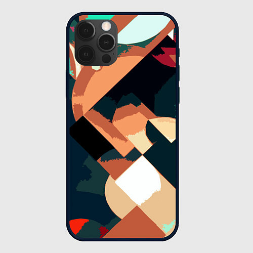 Чехол iPhone 12 Pro Max Сине-бежевый абстракция / 3D-Черный – фото 1