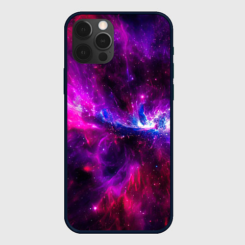 Чехол iPhone 12 Pro Max Неоновый галактический космос / 3D-Черный – фото 1