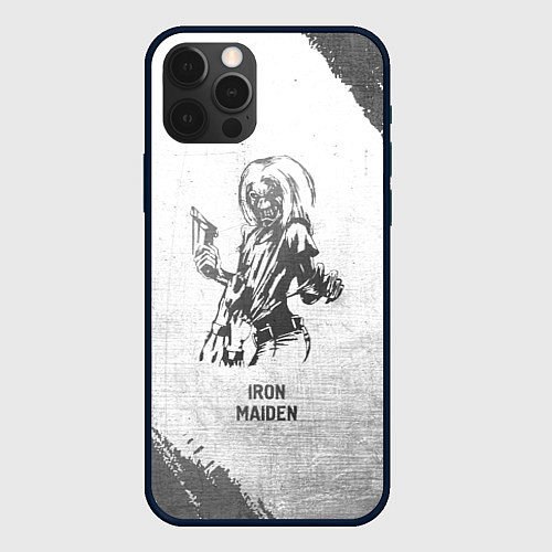 Чехол iPhone 12 Pro Max Iron Maiden - white gradient / 3D-Черный – фото 1