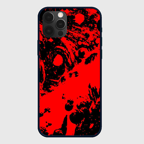 Чехол iPhone 12 Pro Max Чёрно-красный абстрактный / 3D-Черный – фото 1