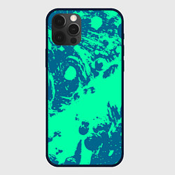 Чехол для iPhone 12 Pro Max Сине-зелёный абстракция краски, цвет: 3D-черный