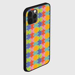 Чехол для iPhone 12 Pro Max Разноцветный пазл паттерн, цвет: 3D-черный — фото 2