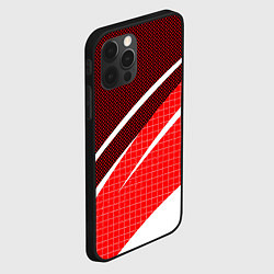 Чехол для iPhone 12 Pro Max Красно-белый абстрактный с полосами, цвет: 3D-черный — фото 2
