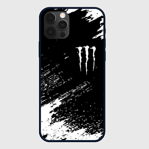 Чехол iPhone 12 Pro Max Monster energy белые краски / 3D-Черный – фото 1