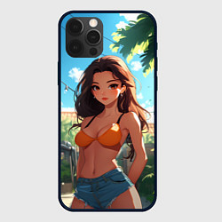 Чехол для iPhone 12 Pro Max Милая девушка во дворе, цвет: 3D-черный