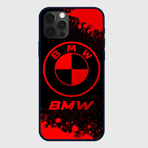 Чехол iPhone 12 Pro Max BMW - red gradient / 3D-Черный – фото 1