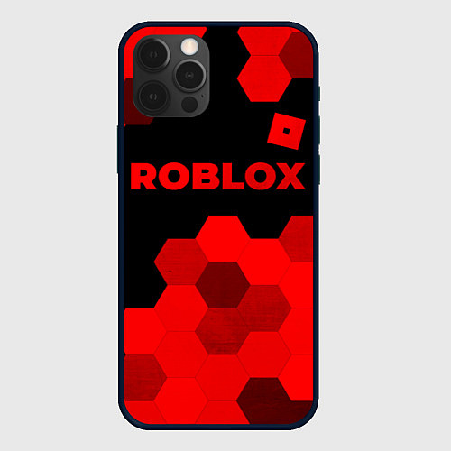 Чехол iPhone 12 Pro Max Roblox - red gradient посередине / 3D-Черный – фото 1