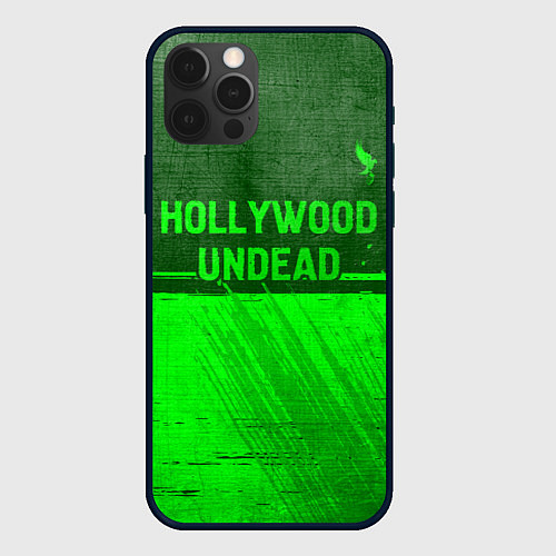 Чехол iPhone 12 Pro Max Hollywood Undead - green gradient посередине / 3D-Черный – фото 1