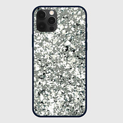 Чехол для iPhone 12 Pro Max Серый абстрактный с белыми кляксами, цвет: 3D-черный