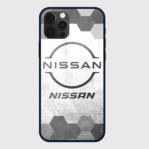 Чехол iPhone 12 Pro Max Nissan - white gradient / 3D-Черный – фото 1