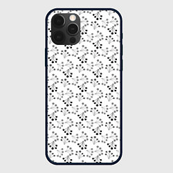 Чехол iPhone 12 Pro Max Черно белый ягодный узор ретро