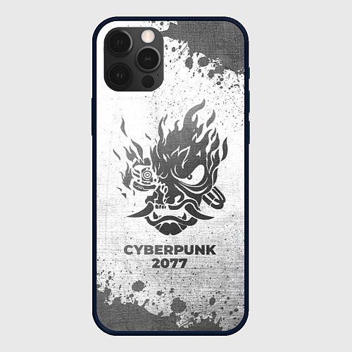 Чехол iPhone 12 Pro Max Cyberpunk 2077 - white gradient / 3D-Черный – фото 1
