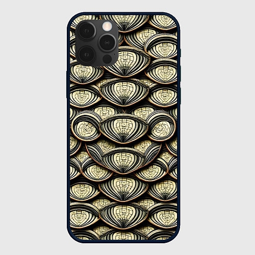 Чехол iPhone 12 Pro Max Объемный египетский паттерн / 3D-Черный – фото 1