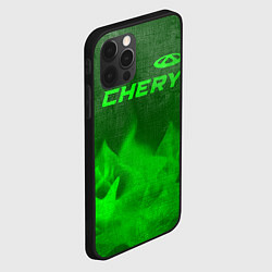 Чехол для iPhone 12 Pro Max Chery - green gradient посередине, цвет: 3D-черный — фото 2