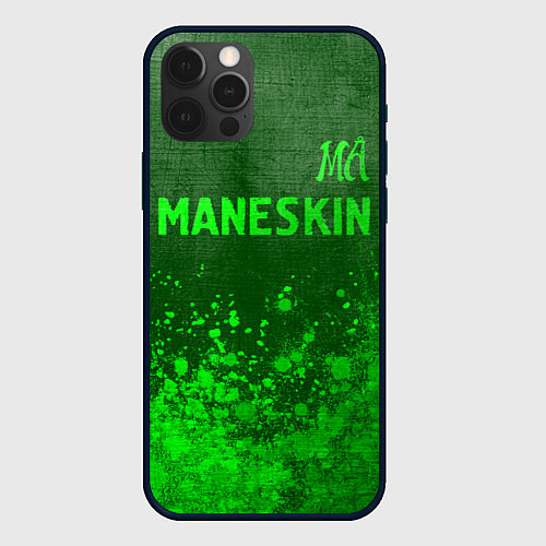 Чехол iPhone 12 Pro Max Maneskin - green gradient посередине / 3D-Черный – фото 1