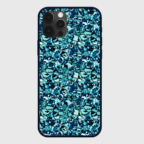 Чехол iPhone 12 Pro Max Бирюзовый текстура мелкий камень / 3D-Черный – фото 1