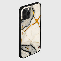 Чехол для iPhone 12 Pro Max Золотые прожилки в мраморе, цвет: 3D-черный — фото 2