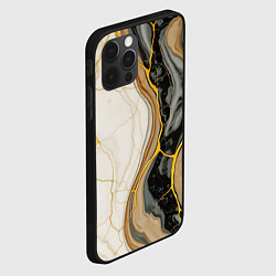 Чехол для iPhone 12 Pro Max Золотистые прожилки в мраморе, цвет: 3D-черный — фото 2