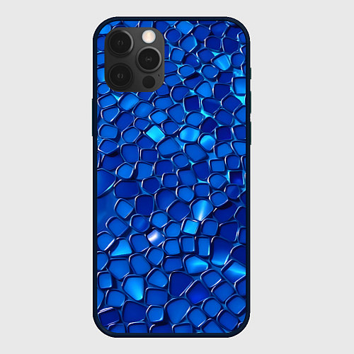 Чехол iPhone 12 Pro Max Блестящие синие отражения / 3D-Черный – фото 1
