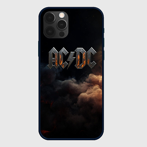 Чехол iPhone 12 Pro Max ACDC металлический лого / 3D-Черный – фото 1