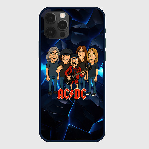 Чехол iPhone 12 Pro Max ACDC мультяшный стиль группы / 3D-Черный – фото 1