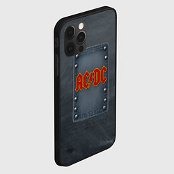 Чехол для iPhone 12 Pro Max ACDC логотип в виде джинсовой нашивки, цвет: 3D-черный — фото 2