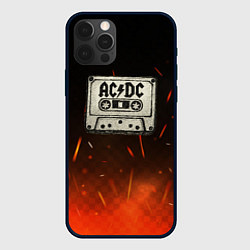Чехол для iPhone 12 Pro Max ACDC лого на кассете, цвет: 3D-черный