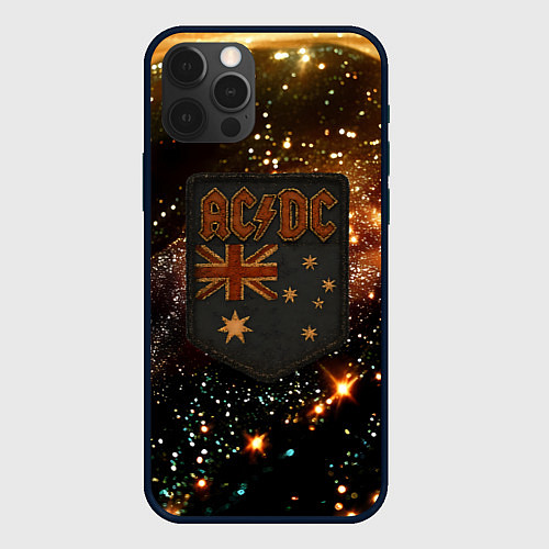Чехол iPhone 12 Pro Max ACDC в стиле нашивки / 3D-Черный – фото 1