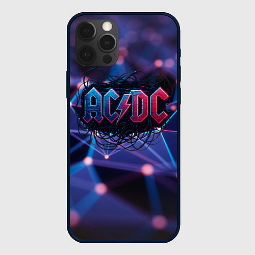 Чехол iPhone 12 Pro Max ACDC лого в градиенте / 3D-Черный – фото 1