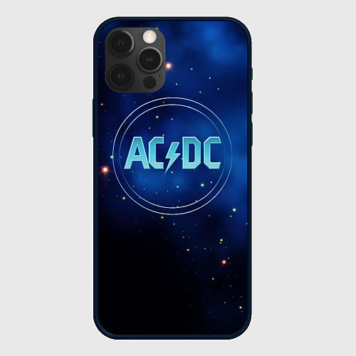Чехол iPhone 12 Pro Max ACDC логотип на синем фоне / 3D-Черный – фото 1