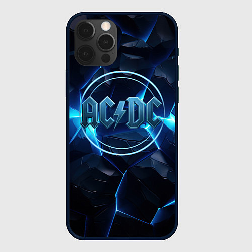 Чехол iPhone 12 Pro Max ACDC ледяная текстура / 3D-Черный – фото 1