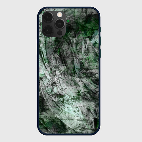 Чехол iPhone 12 Pro Max Абстракция - grey emerald rock / 3D-Черный – фото 1