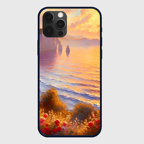 Чехол iPhone 12 Pro Max Рассветный залив / 3D-Черный – фото 1