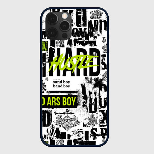 Чехол iPhone 12 Pro Max Pattern with inscriptions hustle sand boy / 3D-Черный – фото 1