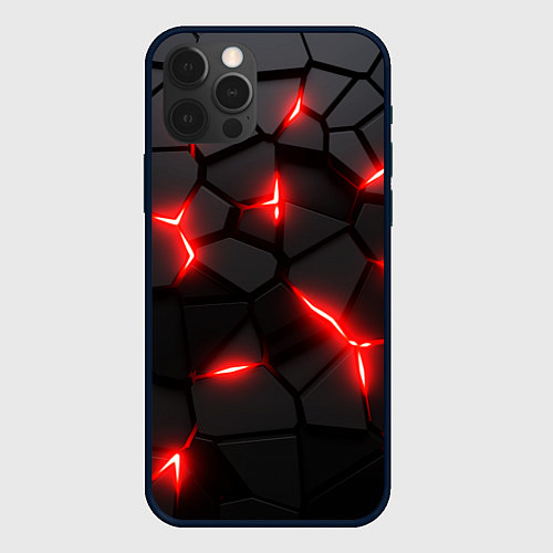 Чехол iPhone 12 Pro Max Красная неоновая броня / 3D-Черный – фото 1