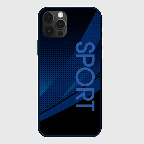 Чехол iPhone 12 Pro Max Sport чёрно-синий геометричный / 3D-Черный – фото 1