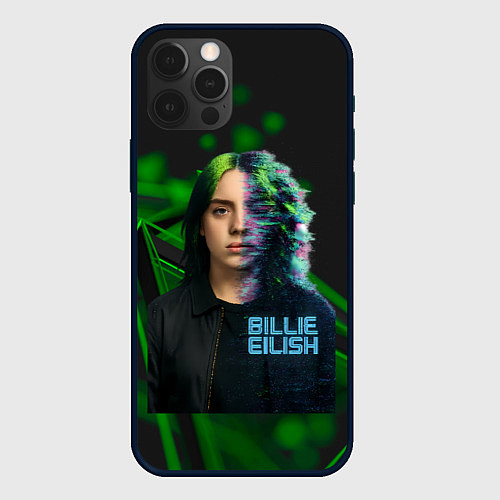 Чехол iPhone 12 Pro Max Билли Айлиш глитч стиль / 3D-Черный – фото 1