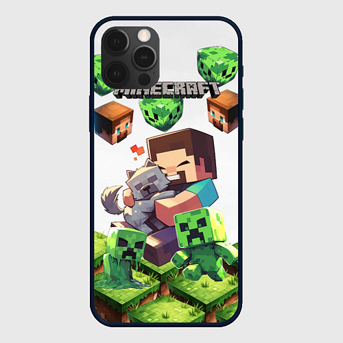 Чехол iPhone 12 Pro Max World of minecraft / 3D-Черный – фото 1