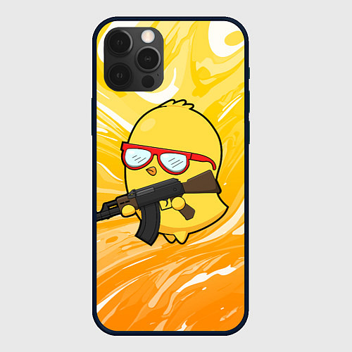 Чехол iPhone 12 Pro Max Курица и автомат / 3D-Черный – фото 1