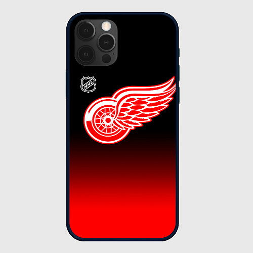 Чехол iPhone 12 Pro Max Детройт Ред Уингз - градиент / 3D-Черный – фото 1