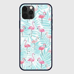 Чехол iPhone 12 Pro Max Фламинго в листьях