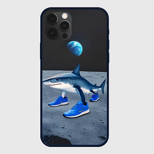 Чехол iPhone 12 Pro Max Акула мем, тралалеро тралала / 3D-Черный – фото 1