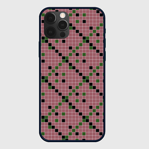 Чехол iPhone 12 Pro Max Коричневая с черным и зеленым плитка / 3D-Черный – фото 1