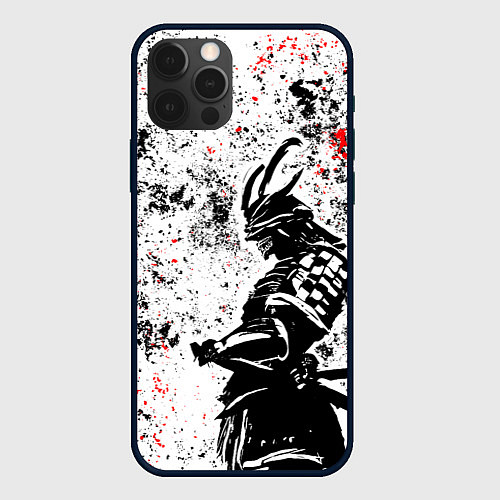 Чехол iPhone 12 Pro Max Самурай - брызги красок / 3D-Черный – фото 1