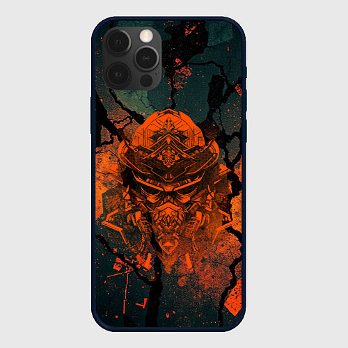 Чехол iPhone 12 Pro Max Шлем кибернетического самурая / 3D-Черный – фото 1