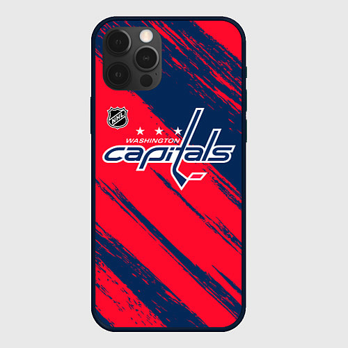 Чехол iPhone 12 Pro Max Вашингтон Кэпиталз - бырзги красок / 3D-Черный – фото 1