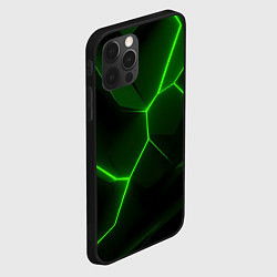 Чехол для iPhone 12 Pro Max Зеленая текстура с неоном, цвет: 3D-черный — фото 2