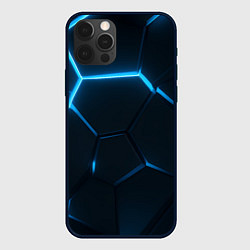 Чехол для iPhone 12 Pro Max Черные плиты с синим светом, цвет: 3D-черный
